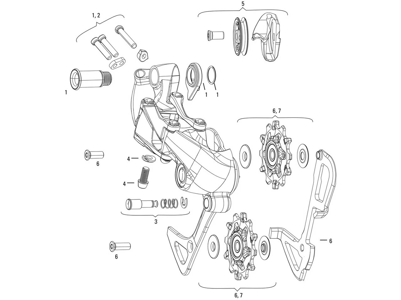 SRAM Ersatzteile GX 1X11 / GX DH 1X7 Type 2.1 Schaltwerk 3 SRAM Ersatzteile GX 1X11 / GX DH 1X7 Type 2.1 Schaltwerk
