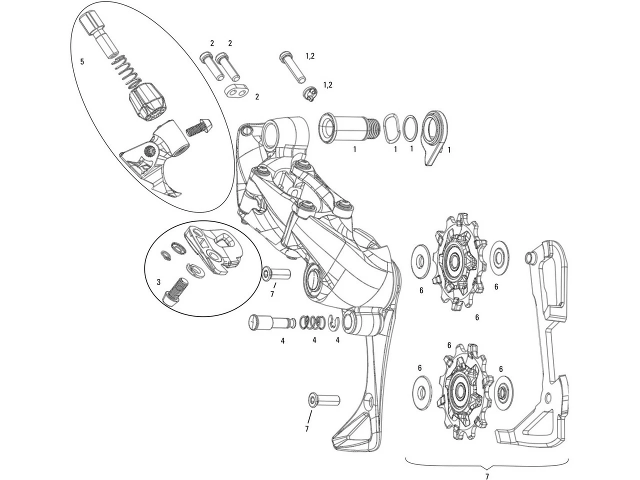 SRAM Ersatzteile Force 1, CX1 (2014) Schaltwerk 3 SRAM Ersatzteile Force 1, CX1 (2014) Schaltwerk